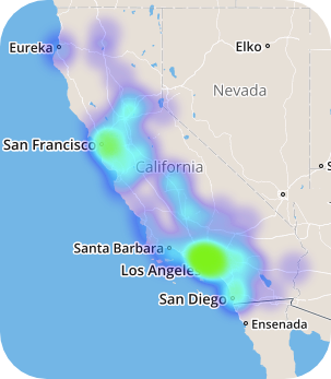 Heat map of customer locations